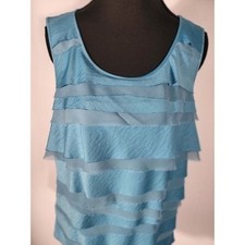Christopher Bank Sleeveless Ruffle Tank Top Blue Layered Casual Blouse Size L