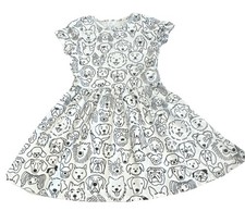 Winter Water Factory Girls Fit  Flare Dog Print Dress Organic Cotton Size 6