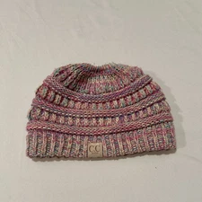 CC Kids Ponytail Beanie Knit Acrylic Hat Pastel  for Girls