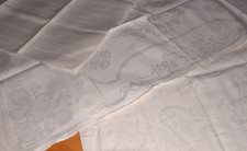 3 Altes Leinen Damast Handtücher Küchentücher verschiedene Webmuster (14223)