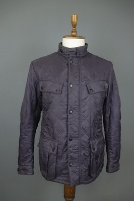 BARBOUR Navy Long Sleeve Mock Neck Pockets Snap Inside Zip Quilted Jacket Size L