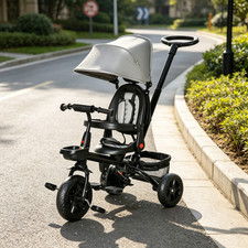 5 in 1 Foldable Kids Trike with Handle Reversible Seat Canopy Toddler Stroller