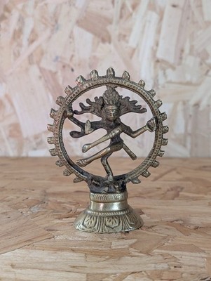 Vintage Messing Nataraja Lord Shiva Statue Figur tanzender hinduistischer Gott H:13cm B:10cm