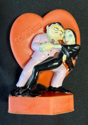 Vintage 1993 Addams Family Gomez & Morticia 4  Candy Top Soft Figure HBPC Toy