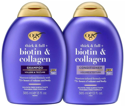 Lot of 2 Ogx Thick & Full Biotin Collagen Shampoo And Conditioner 13 Fl Oz