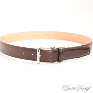 LNWOT Crockett & Jones Made in England Chocolate Leather Silver Buckle Belt 36