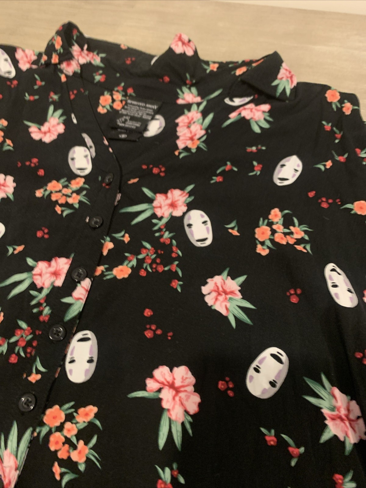 Torrid Her Universe SPIRITED AWAY Studio Ghibli Women's OX Black Floral Rayon