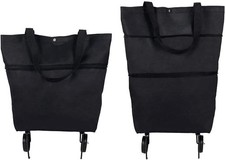 Black Folding Shopping Cart with Wheels for Indoor and Outdoor