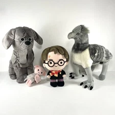 Wizarding World Of Harry Potter Plush Lot- Harry, Buckbeak, Fang + Doby Cuff