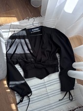 Jacquemus Black Long Sleeve Cotton Blouse Size XS / EU 34