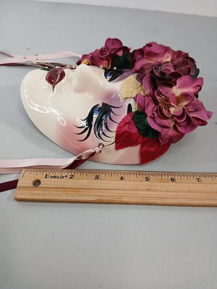 Hand Painted Woman Face Mask Mardi Gras, Signed Kathleen Thomas New Orleans  - Image 4 of 4