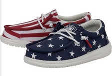 New Hey Dude Wally Boys Youth Patriotic slip-on Comfort shoes Size 2 Youth