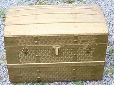Antique Treasure Chest Storage Trunk Gold Metal Accents