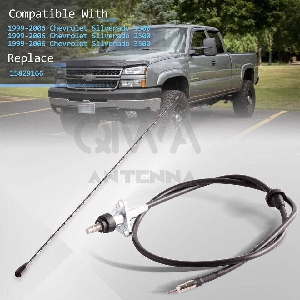 Base y mástil de antena de radio AM/FM para Chevrolet Silverado GMC Sierra Yukon 1999-2006 Foto 3 de 4