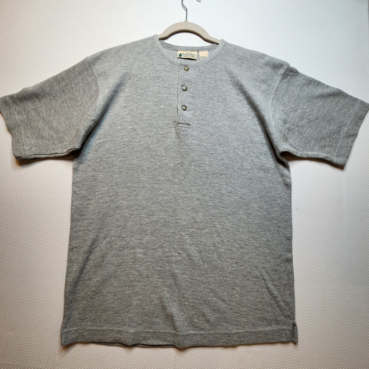 Northwest Territory Mens Henley Shirt Medium Grey Button Pullover