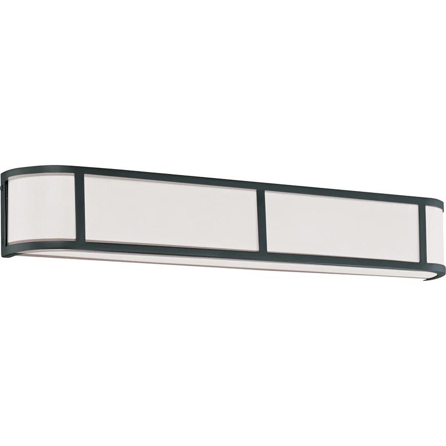 Nuvo Odeon 4 Light Wall Sconce w Satin White Glass Aged Bronze