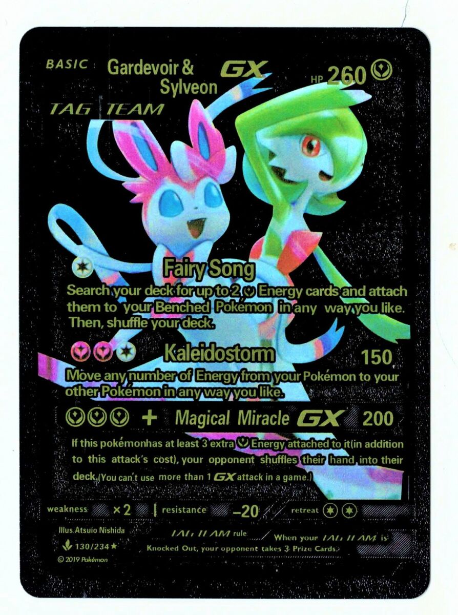 Pokemon Gardevoir & Sylveon GX 260HP Black Foil Fan Art Card 120/234