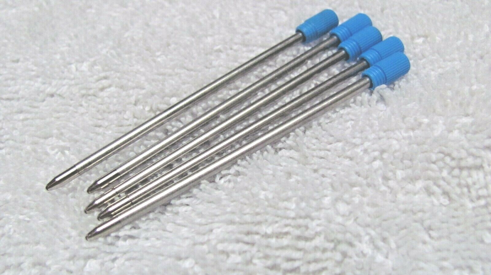 5 SHORT MINI PEN REFILLS BLUE INK MED POINT 2 3/4" 70MM FITS LEEDS