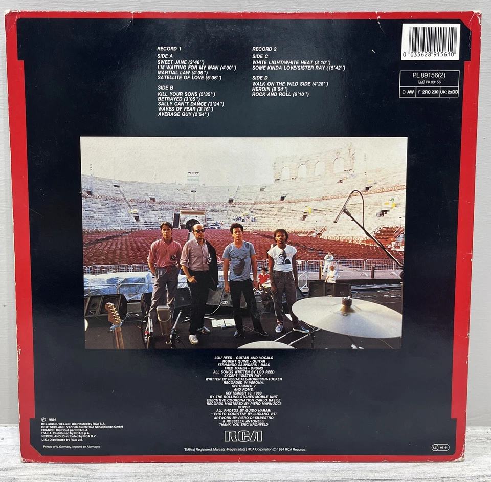 Lou Reed - Live In Italy - Used Import Double LP - 1984 Germany - Vinyl Tested Foto 4 de 4