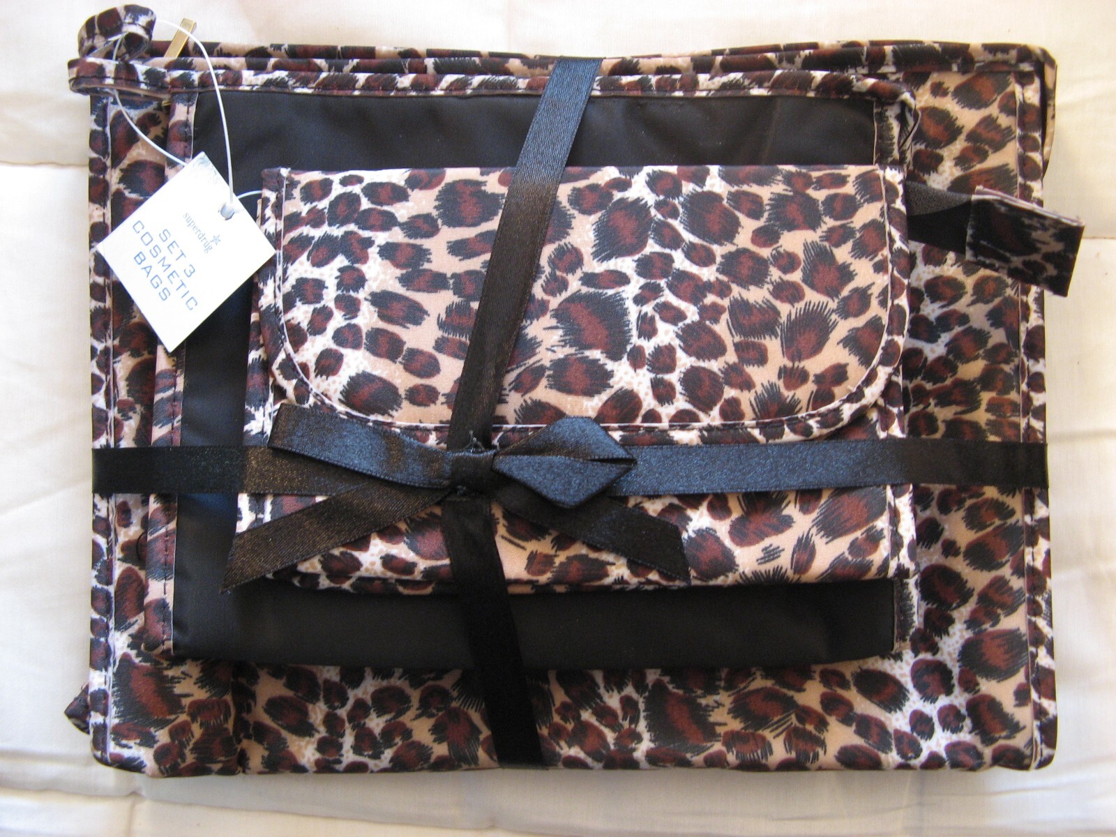 Superdrug set of three animal/leopard print toiletry/makeup/travel