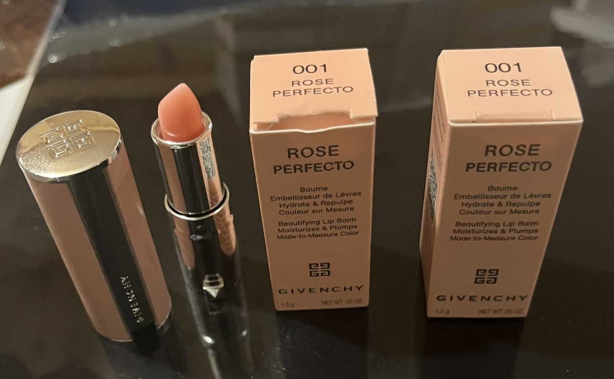 2- Givenchy Rose Perfecto Lip Balm 24H Hydration 0.5 OZ Each New