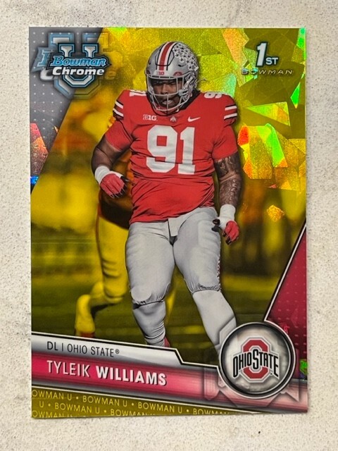 TYLEIK WILLIAMS 2023 Bowman Chrome University SAPPHIRE YELLOW Refractor 71/75