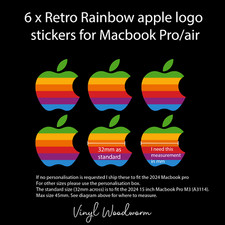 6 adesivi unici vecchi retro logo arcobaleno per 11 12 13 Apple Macbook Air Pro M3