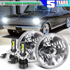 Pair 7"Round LED Headlights Hi/Lo beam Sealed For Chevrolet Chevy Nova 1963-1978