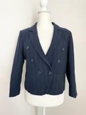Ann Taylor Loft Womens Blazer Jacket Top Size 6 Navy Blue Double Breasted Lined