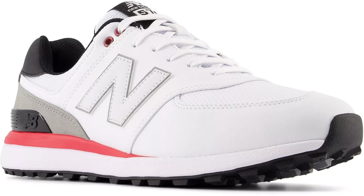 MEN'S NEW BALANCE 574 GREENS V2 SPIKELESS GOLF SHOES WHITE BLACK