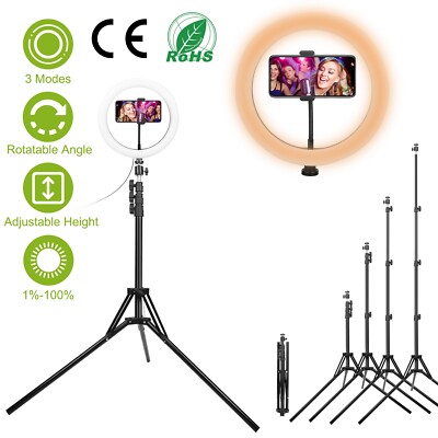 10in Dimmable 120-LED Selfie Ring Light Makeup Ring Lights & Tripod Stand Lamps