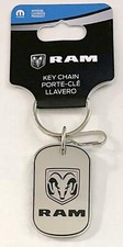 Dodge Ram Logo Dog Tag Metal Keychain Chrome Black Logo
