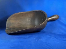 15" LARGE BEAUTIFUL PATINA ANTIQUE FOLK ART WOODEN GRAIN SCOOP TOOL FARM 4968