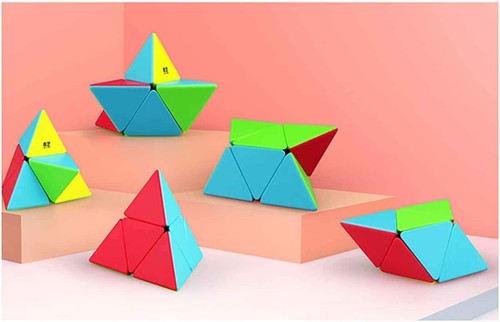 2 Pack Speed Cube Set 2x2x2 Pyramid Magic Cube Puzzle Toys Stickerless - Picture 4 of 5