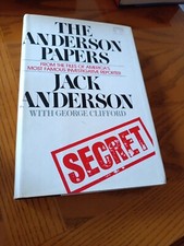 signed, The Anderson Papers, 1973, 1st edition, Jack Anderson, HCDJ