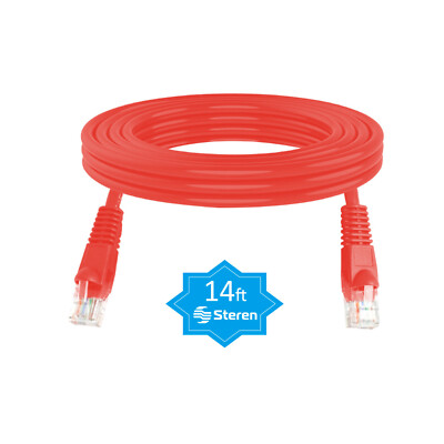 Steren 14ft Cat5e UTP Molded Patch Cord Red