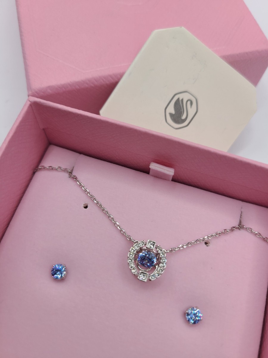 Swarovski Sparkling Dance set Round, Blue, Rhodium plated | eBay