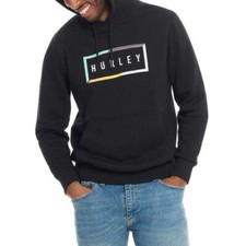 Men's Hurley Graphic Hoodie Black Large Hooded Sweatshirt