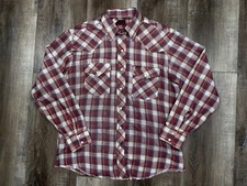 Wrangler Western Shirt Size XL Red Plaid Long Sleeve Pearl Snap Yolk Vintage 80s
