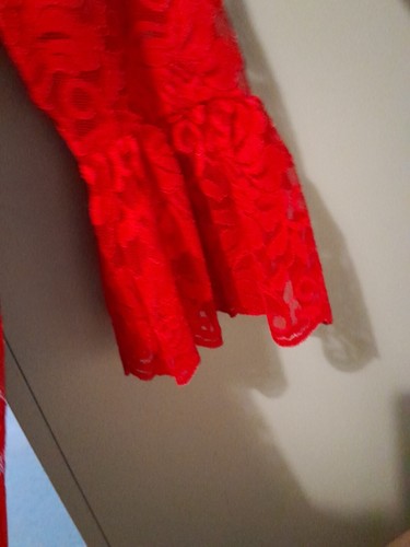 Red Lace Dress Debenhams Collection Size 8, Petite Flutter Sleeve Christmas - Picture 4 of 23