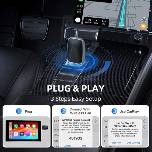 2 in1 Wireless Carplay Android Auto Adapter WiFi BT Auto Connect Mini USB Dongle - Picture 7 of 10