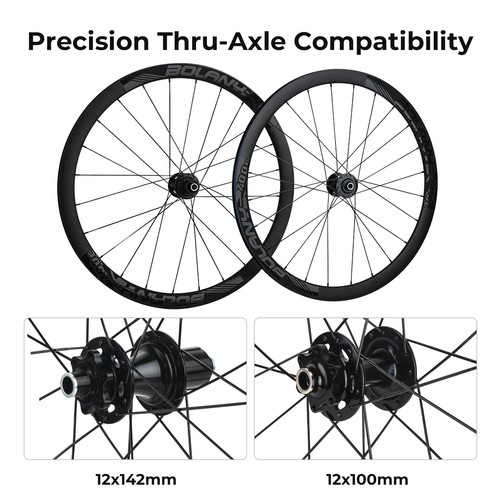 700C Gravel Road Bicycle Wheelset 40mmx22mm 120 Points Disc Brake Thru Axle Hub - Picture 4 of 19
