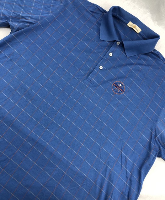 Peter Millar Golf Shirt PGA National Blue Check Mens XL Extra Large eBay