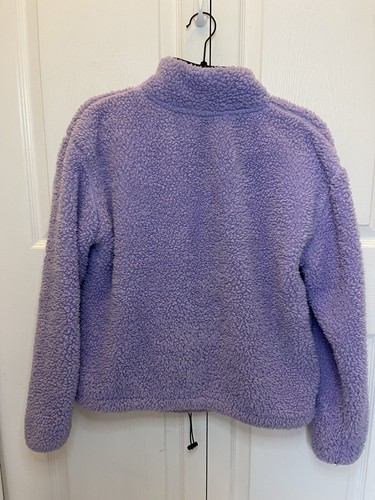 Lavender Sherpa Jacket 1/2 Zip Size L 11-13 Kangaroo Pocket-No Boundaries - Picture 5 of 5