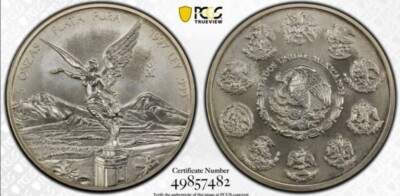 1997 MEXICO SILVER LIBERTAD 5 ONZA PCGS MS 67 NICE | eBay
