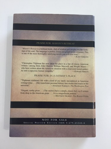 MASONS RETREAT Christopher Tilghman SPECIAL PREVIEW FIRST EDITION Hardcover w/DJ - Picture 2 of 10