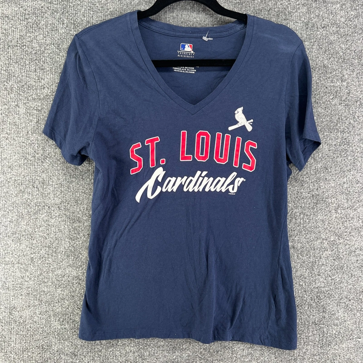 St. Louis Cardinals Shirt Womens Medium Blue Vneck Tshirt MLB Majestic