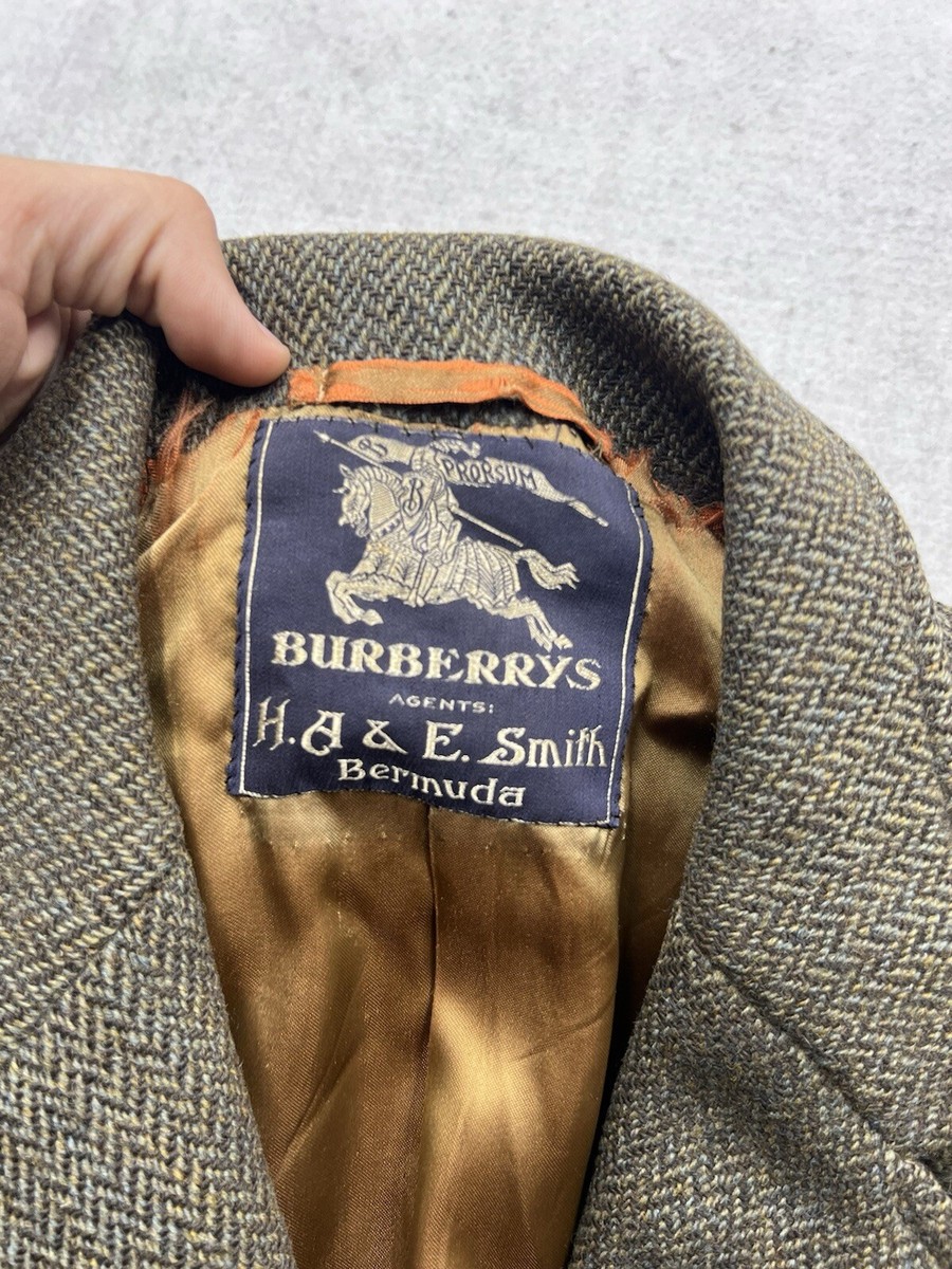 Vintage Burberrys Cusha Tweed Wool Trench Coat Rare England