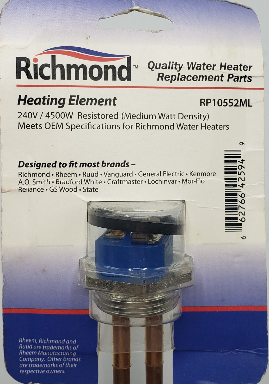Richmond Electric Heating Element RP10552ML 240V/4500W GE Rheem Copper  Kenmore | eBay