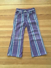 Vintage Hippie Jeans HILLBILLY BRAND Child Size Retro Striped Rare